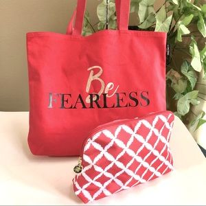 Lancôme “Be Fearless” Canvas Tote & Cosmetics Bag